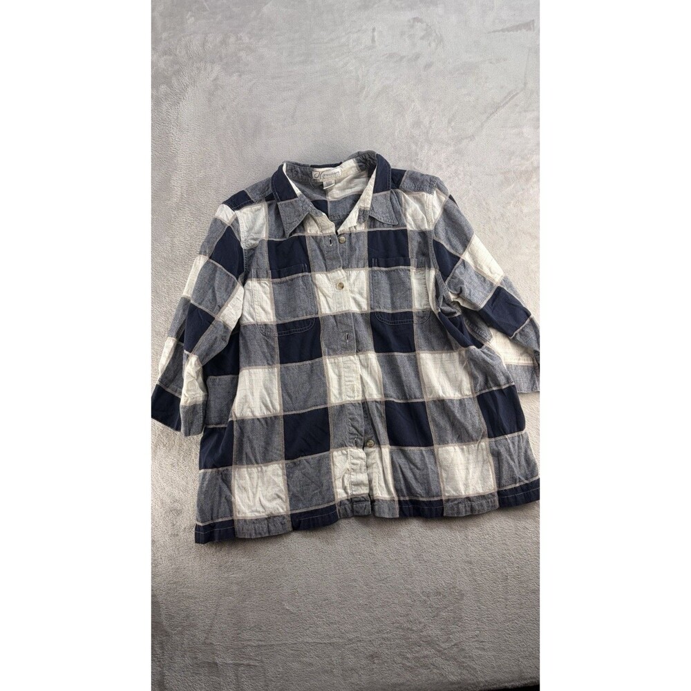 Dressbarn Plaid Button-Up Shirt Women’s 22W/24W 3/4 Sleeves Casual